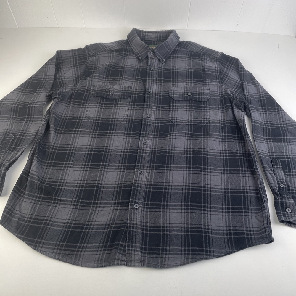 Stillwater‎ SupplyFlannel Shirt XL 100% Cotton Black Grey Plaid Button Pockets